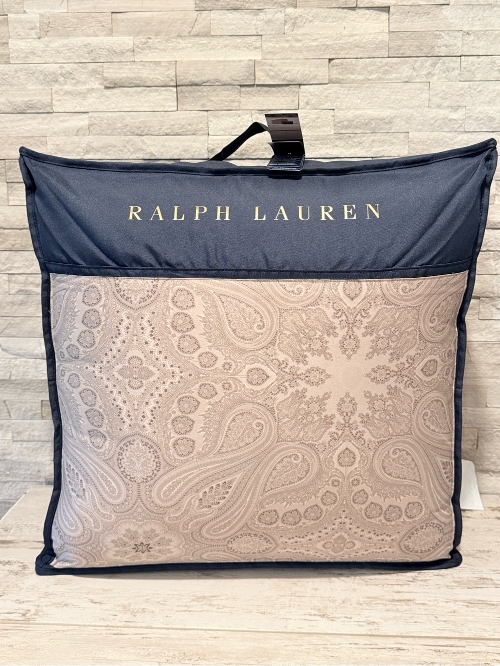 Ralph Lauren Queen Beaumont Paisley Cotton Comforter 94” x 96” Stone NWT $550